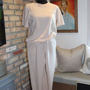 JCrew Cashmere Collared V-Neck Sweater with matching Joggers